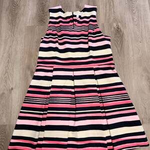 Charter Club Pink & Navy Striped Pleated Sleeveless Fit and Flare Dress